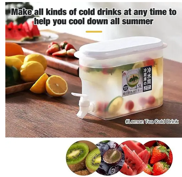 3L Refrigerator Water Jug with Faucet – Plastic Juice & Cold Drink Dispenser